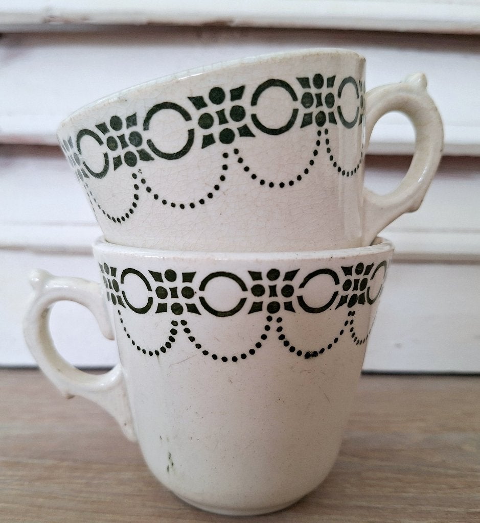 Set van twee oude chocoladekoppen, Antiek en Kunst, Antiek | Servies los, Ophalen of Verzenden