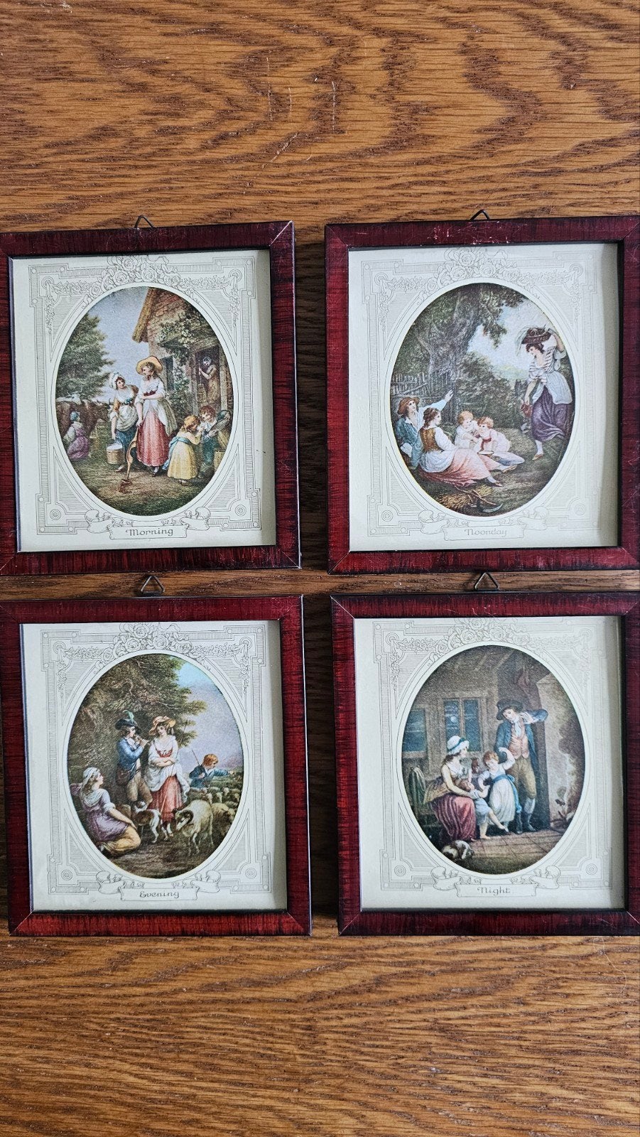 4 Antieke Landelijke Scènes lothografieën - 'Morning, Noond, Portret of Personen, Ophalen of Verzenden, Klassiek, Print