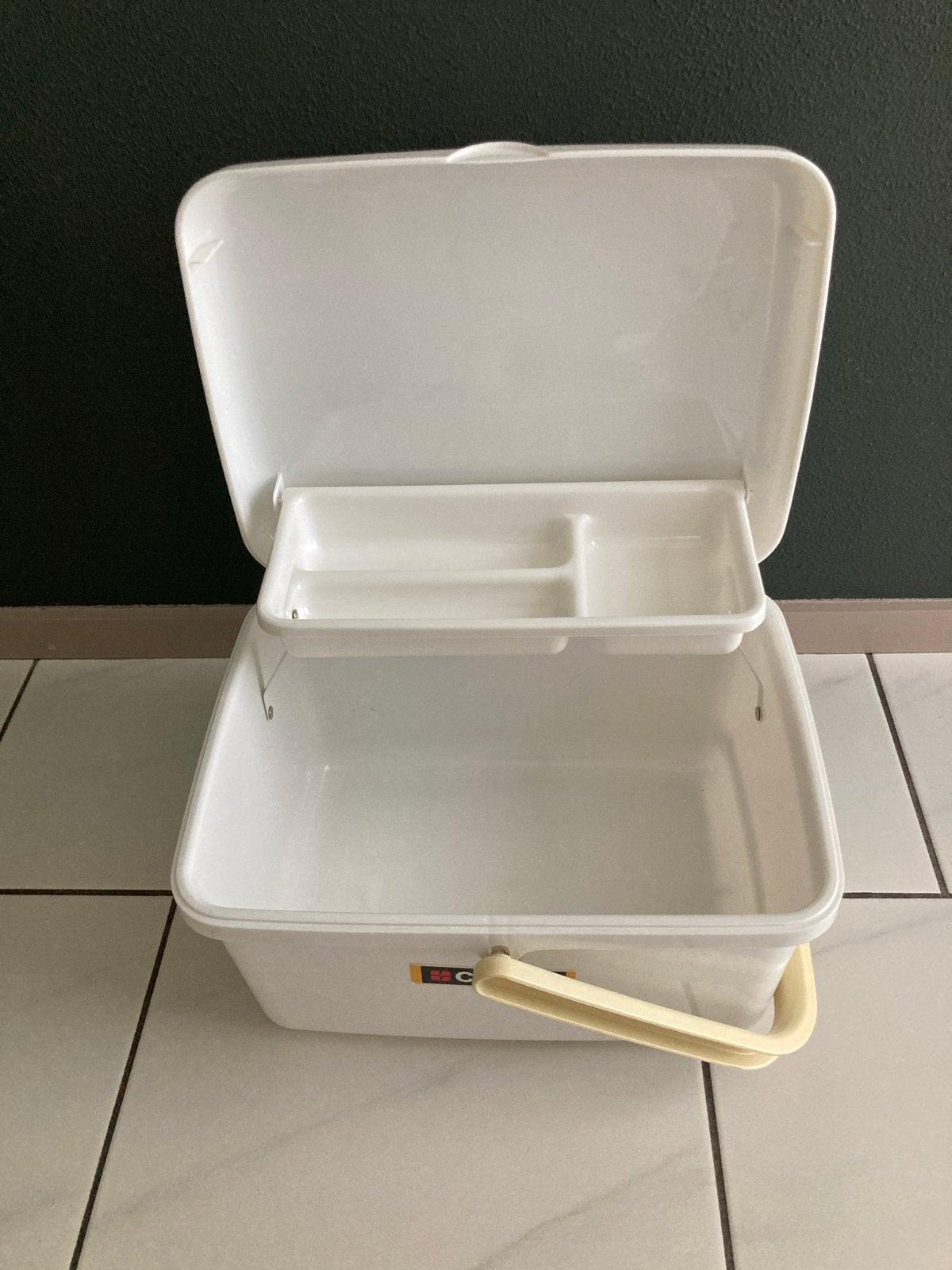 Vintage Curver Opbergbox / Naaibox - Wit met Inzet, Ophalen of Verzenden, Gebruikt