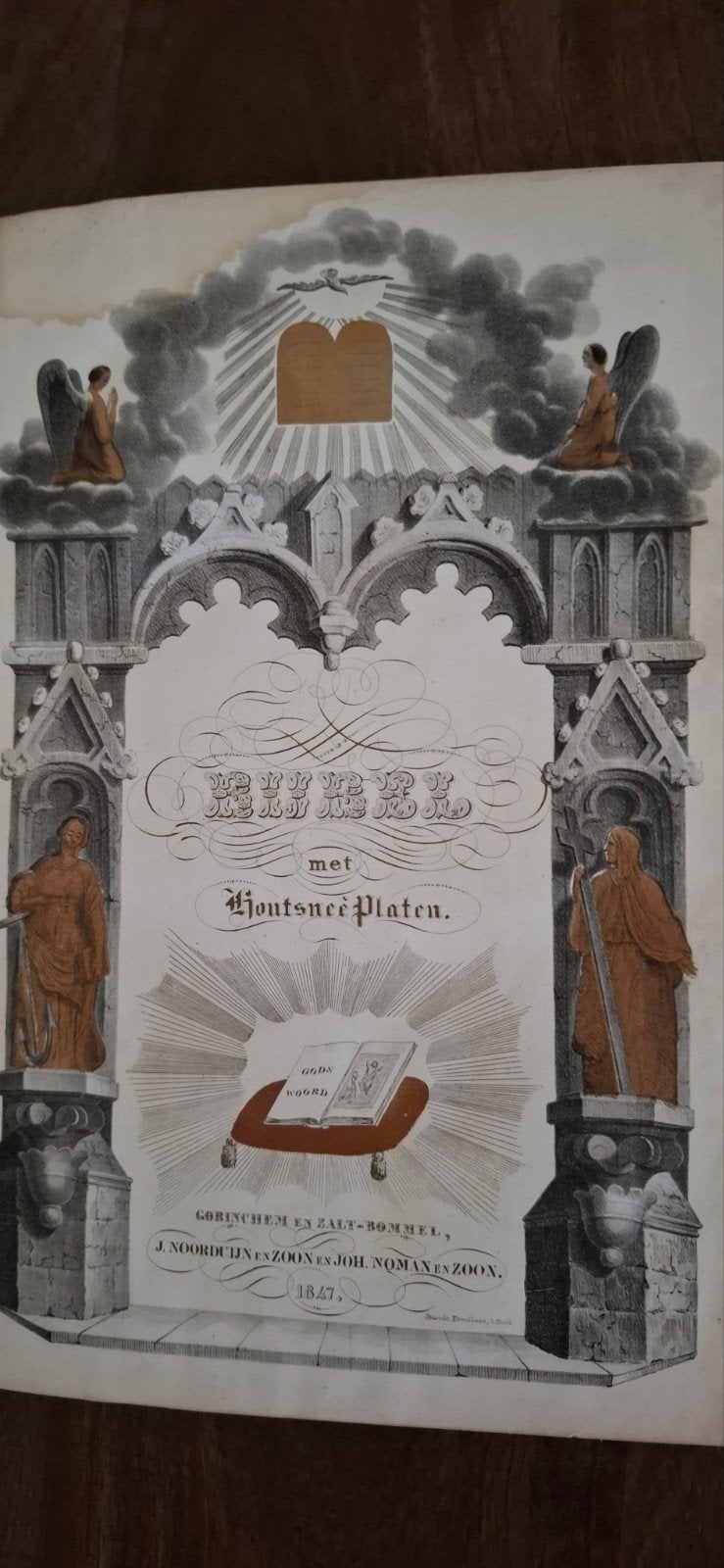 oude bijbel uit 1847 met platen, Antiek en Kunst, Ophalen of Verzenden