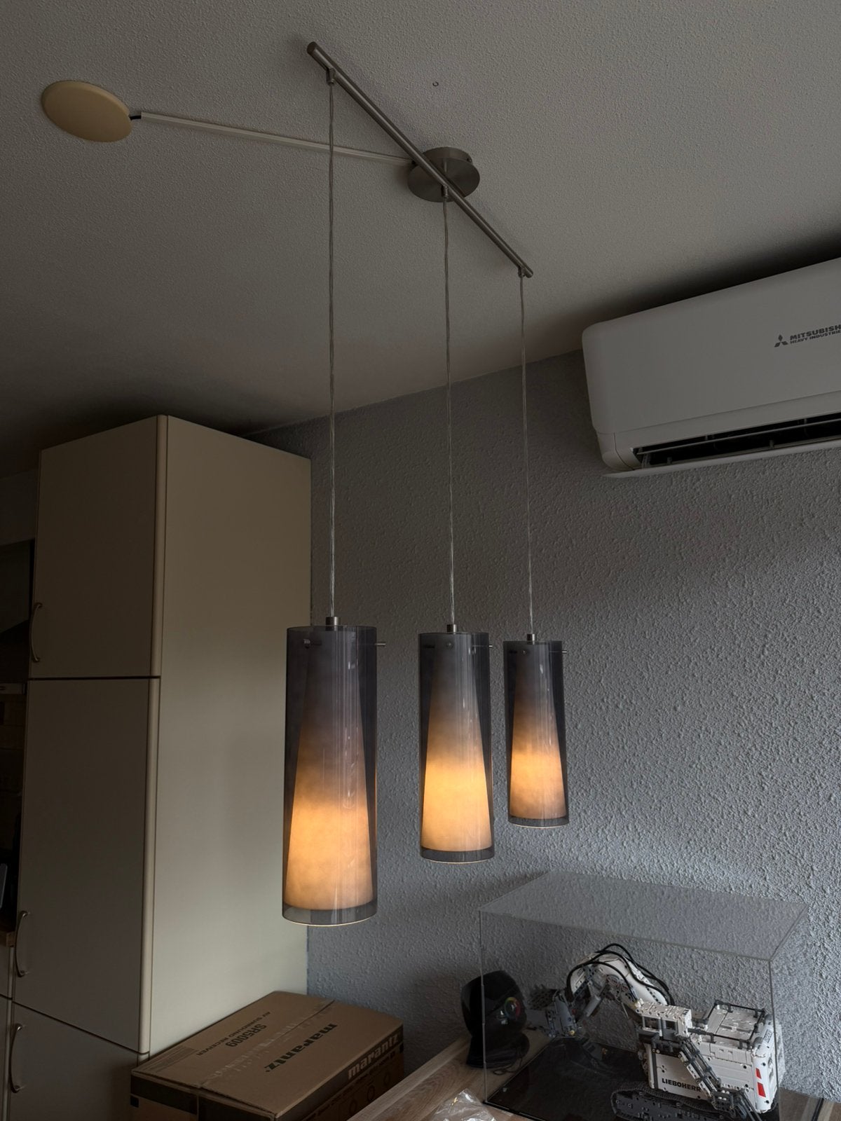 EGLO Pinto Nero 3 lichts / nikkel mat / zwart transparant, Ophalen, Zo goed als nieuw, Glas