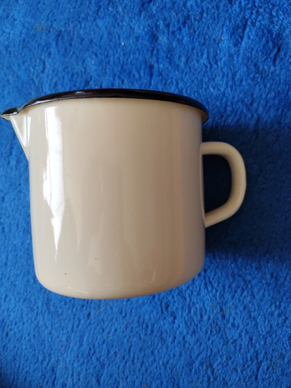 Vintage geëmailleerde maatbeker 1 liter - gaaf, Ophalen of Verzenden