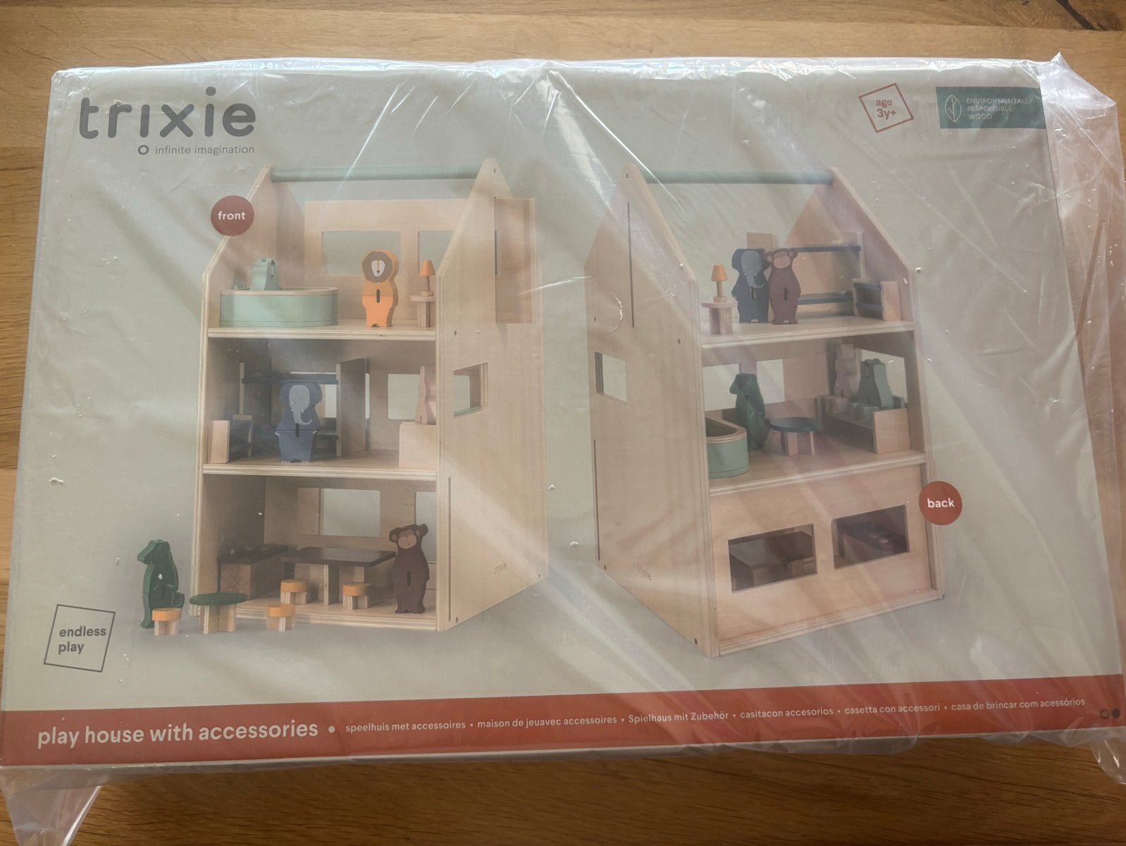 Trixie Houten Poppenhuis met Accessoires - Nieuw in Doos, Ophalen of Verzenden, Nieuw, Poppenhuis
