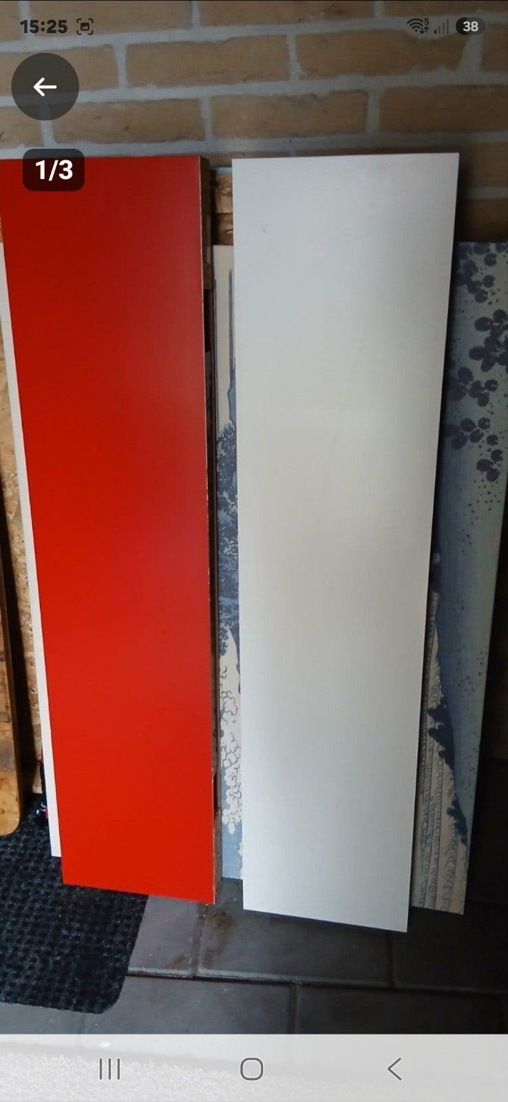 2 x Lack plank decoratie boeken rood en wit incl. beslag, Ophalen, Gebruikt