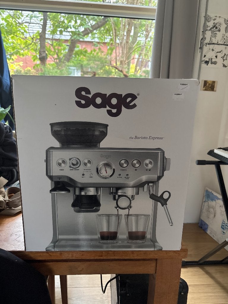 Sage the Barista Express Espressomachine - Zo goed als nieuw, Ophalen, Espresso apparaat, Koffiebonen, Zo goed als nieuw