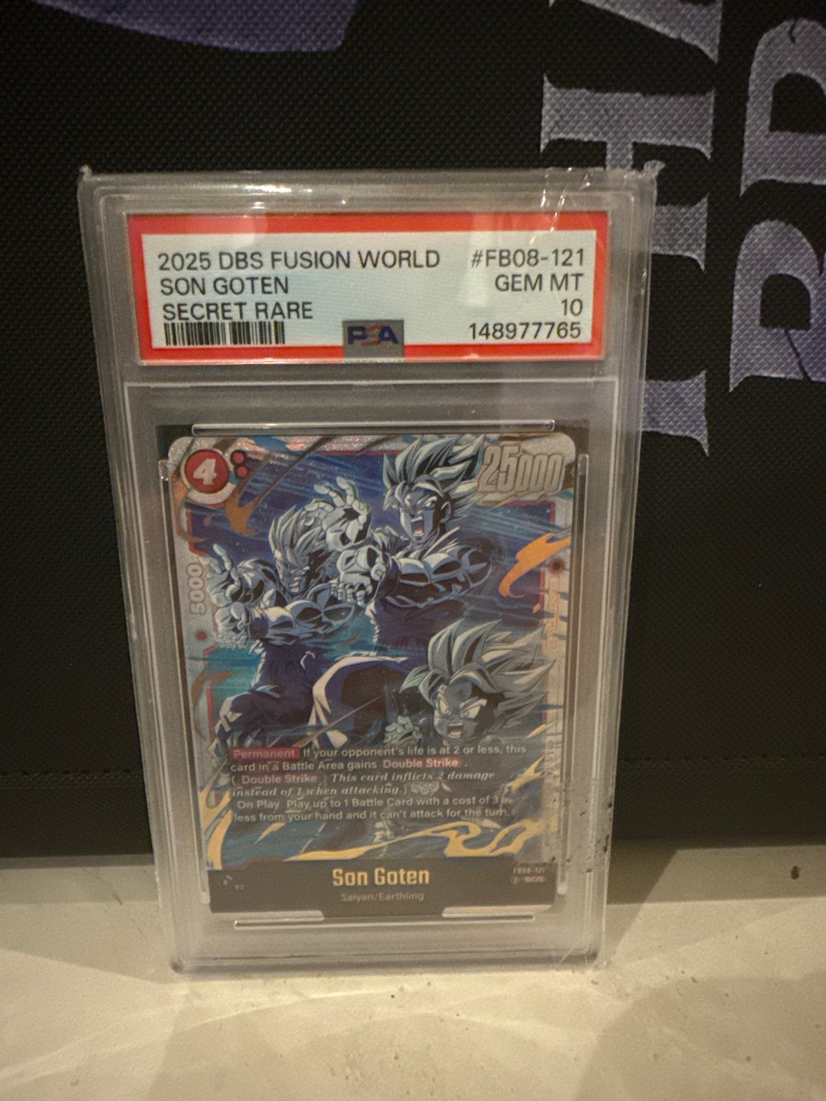 Son Goten Secret Rare PSA 10 GEM MT - DBS Fusion World, Ophalen, Zo goed als nieuw, Losse kaart