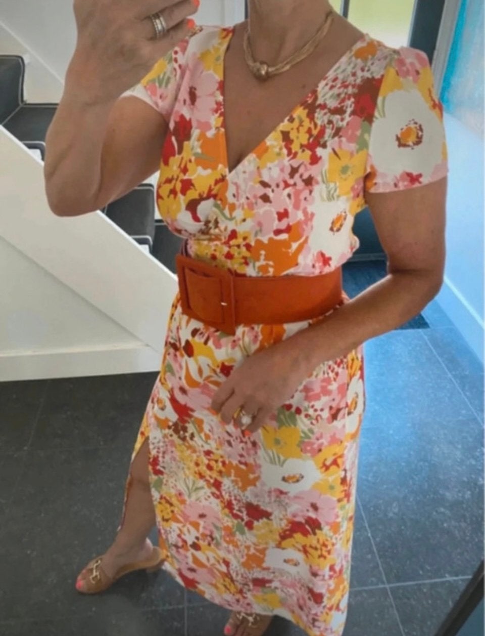 Akoz de Toi, super mooi en kleurrijk  zomerjurkje, S/M, Ophalen of Verzenden, Zo goed als nieuw, Maat 38/40 (M), Onder de knie