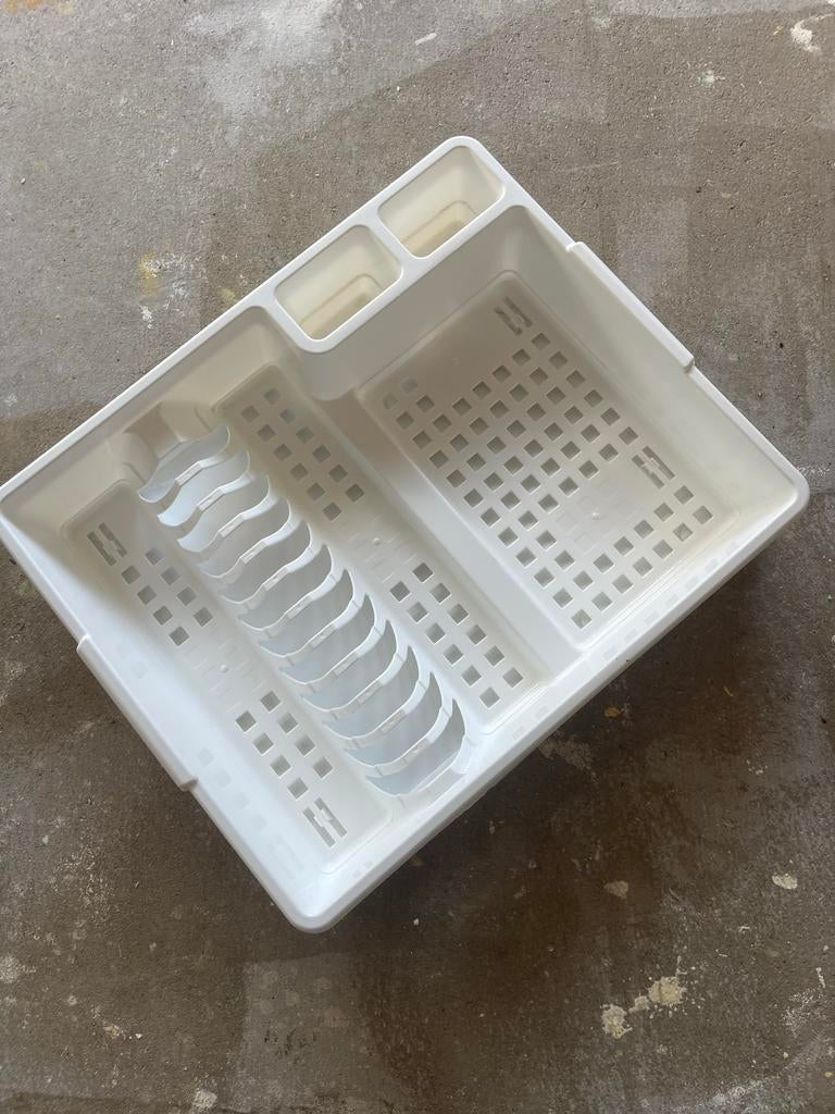 Witte afwasrek met bestekhouder, Ophalen, Gebruikt, Bordenrek, Kunststof