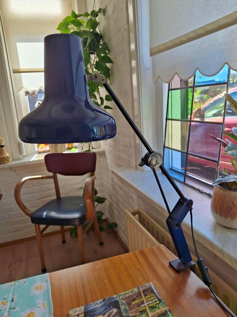 Retro klemlamp blauw., Huis en Inrichting, Ophalen, Zo goed als nieuw, Minder dan 50 cm