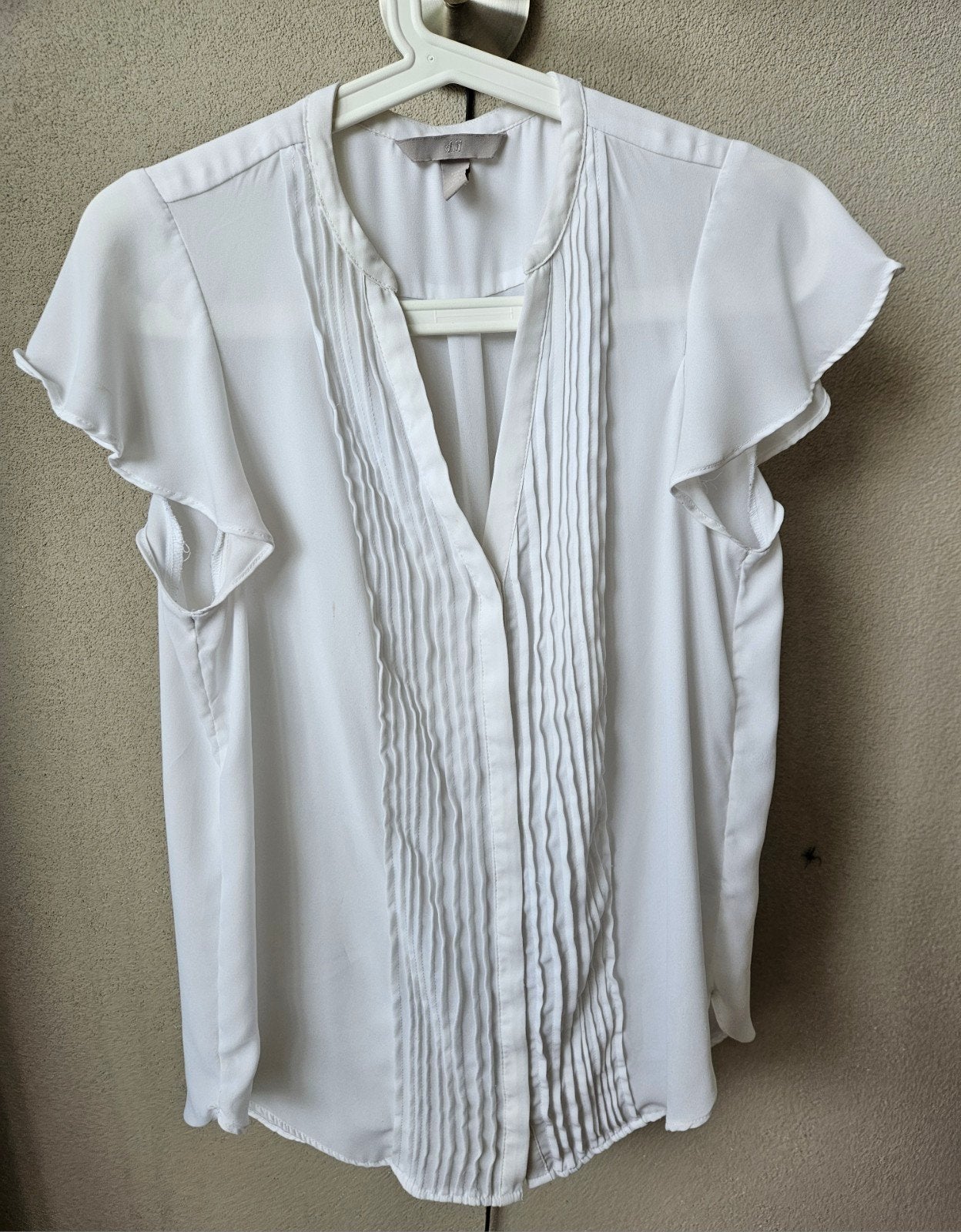 Witte H&M blouse met plooien maat 40, Maat 38/40 (M), H&M, Wit, Ophalen of Verzenden