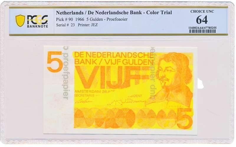 Nederland 5 Gulden 1966 Kleurproefdruk PCGS64