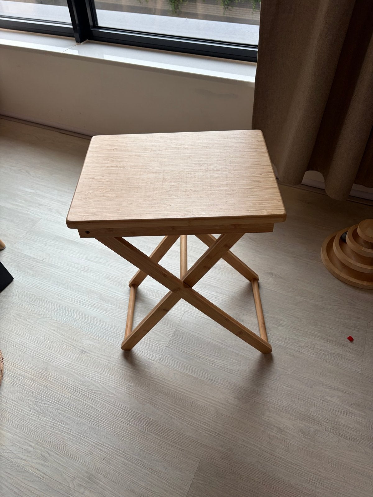 Opvouwbaar bijzettafeltje van bamboe, Ophalen, Minder dan 45 cm, Minder dan 55 cm, Vierkant