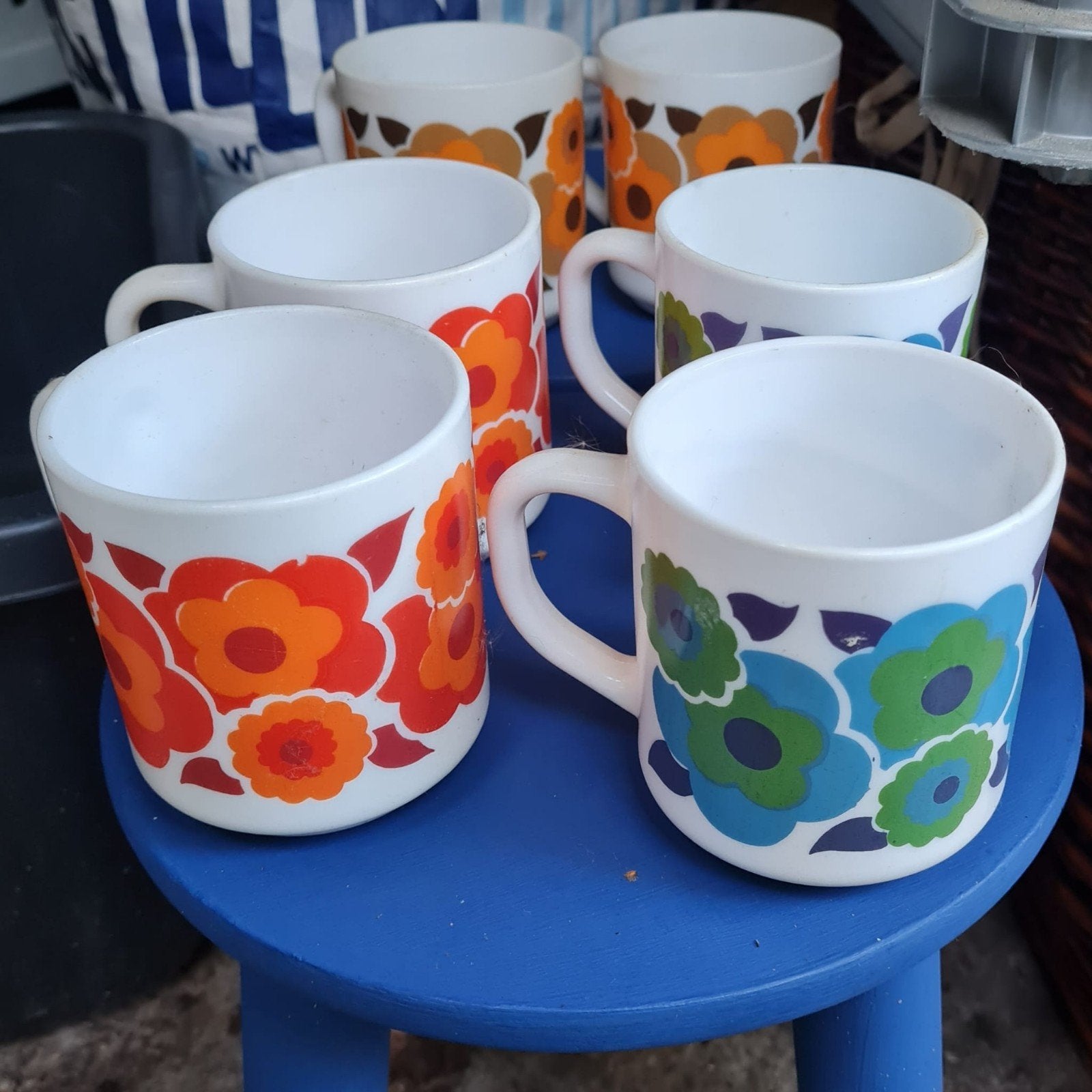 oude vintage mokken retro, Ophalen, Gebruikt, Overige stijlen, Kop(pen) en/of Schotel(s)