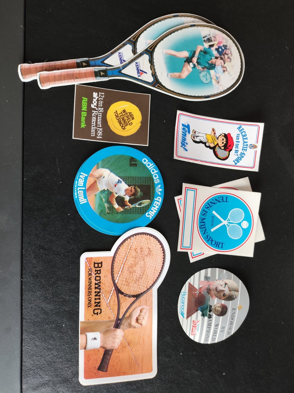 Vintage Tennis Stickers - Jaren '80 Collectie, Ophalen of Verzenden, Gebruikt, Sport