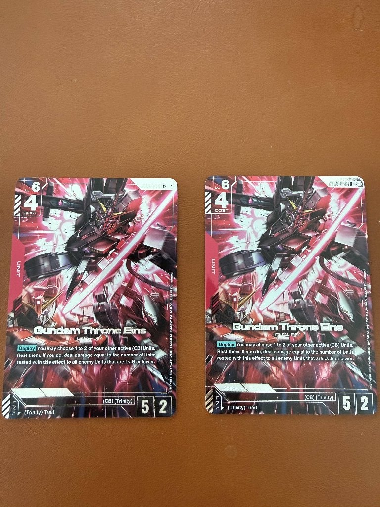 2x Gundam Throne Eins R+ – Gundam Card Game: Dual Impact, Hobby en Vrije tijd, Modelbouw | Figuren en Diorama's, Ophalen