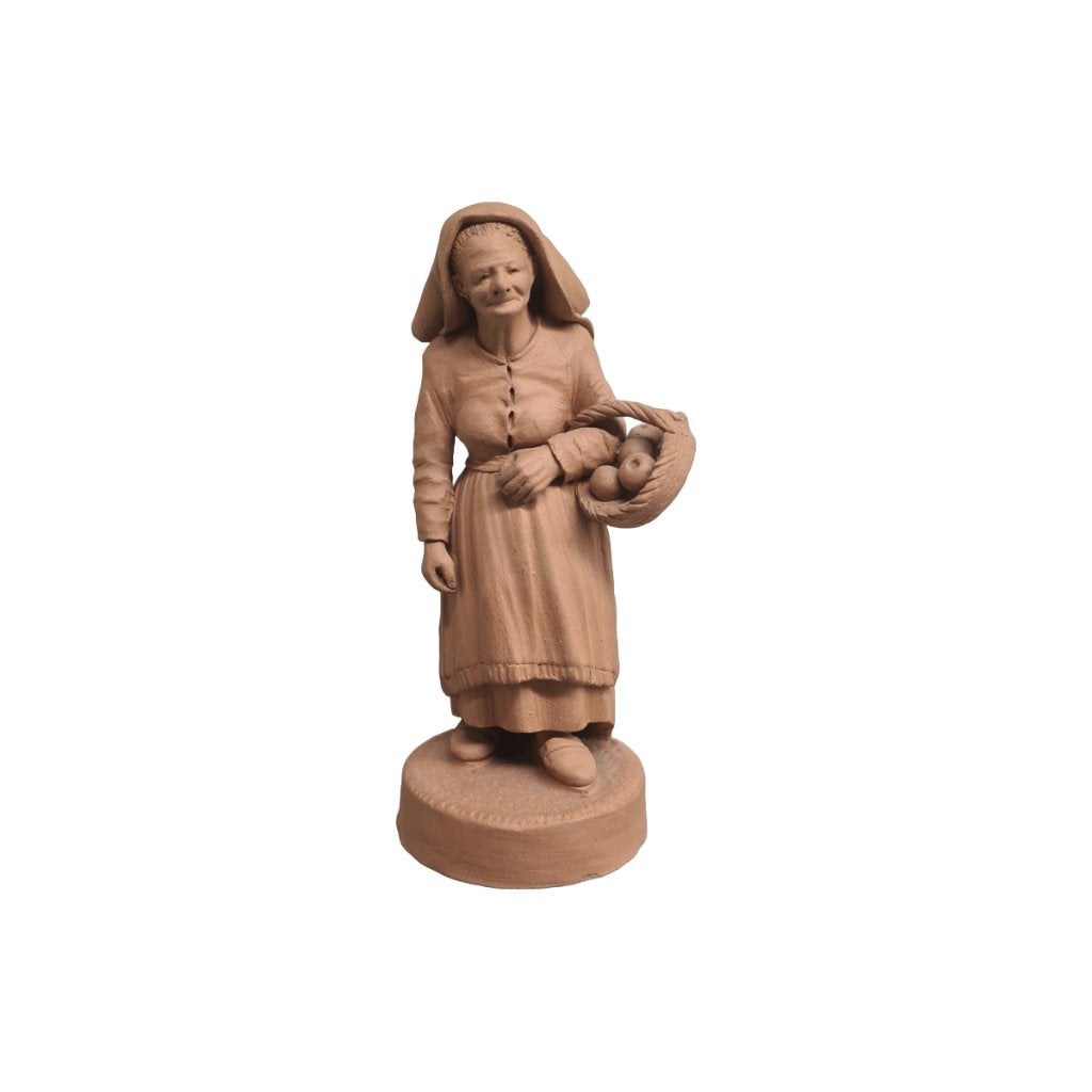 Terracotta beeldje van een oude vrouw, Verzamelen, Ophalen of Verzenden, Gebruikt, Mens