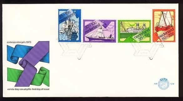 Nederland FDC E124 Zonder Adres, Schepen 1973, Postzegels en Munten, Postzegels | Eerstedagenveloppen, Ophalen of Verzenden, Onbeschreven