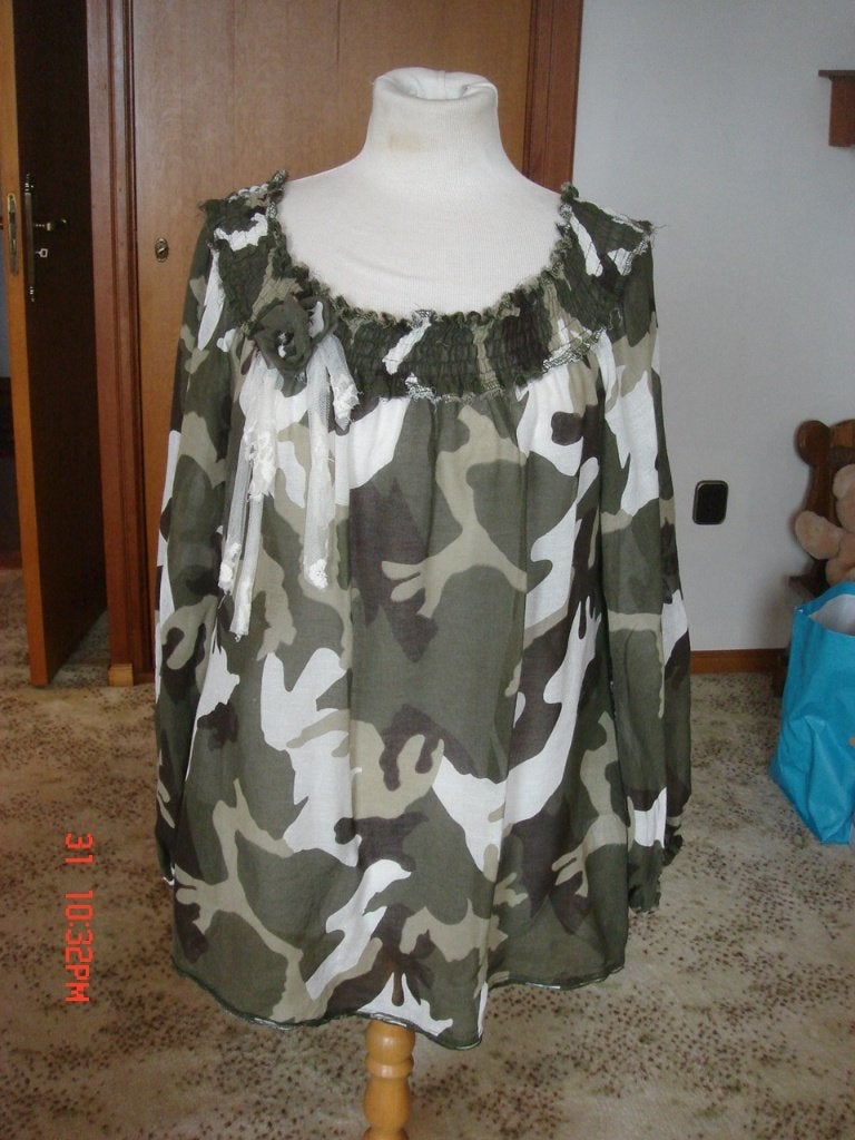 Sonia Gonnelli dunne blouse/top/tuniek maat L camouflage, Maat 38/40 (M), Meerkleurig, Ophalen of Verzenden, Zo goed als nieuw