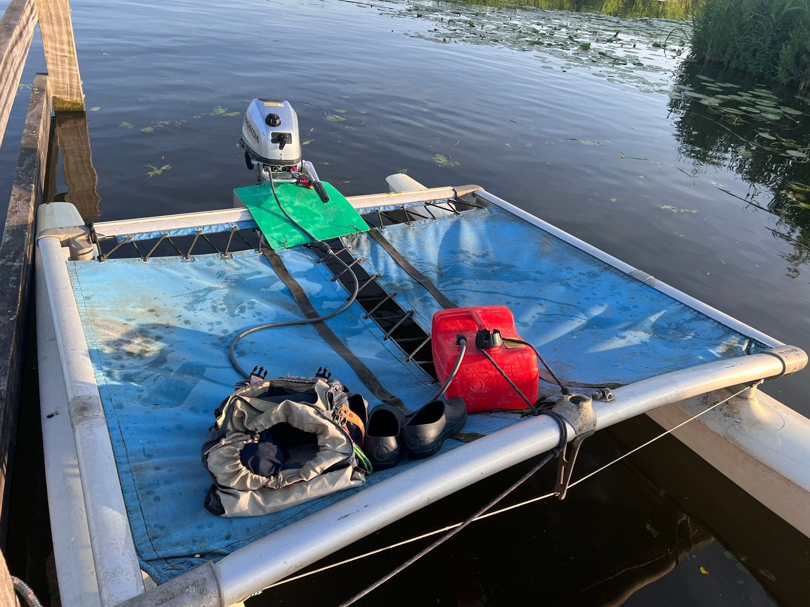 Catamaran met buitenboordmotor, Watersport en Boten, Ophalen, Gebruikt, Overige typen
