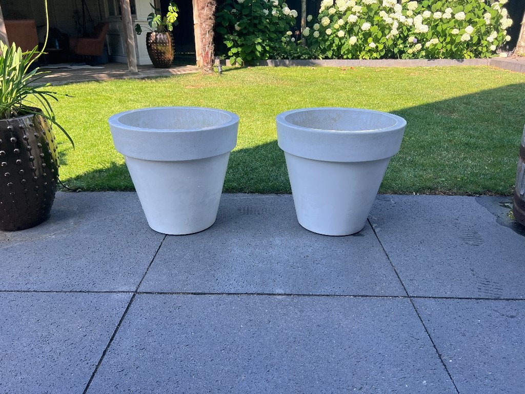 2 ELHO dubbelwandige bloempotten bloembakken bloembak, Tuin en Terras, Ophalen, Kunststof, Gebruikt, Rond