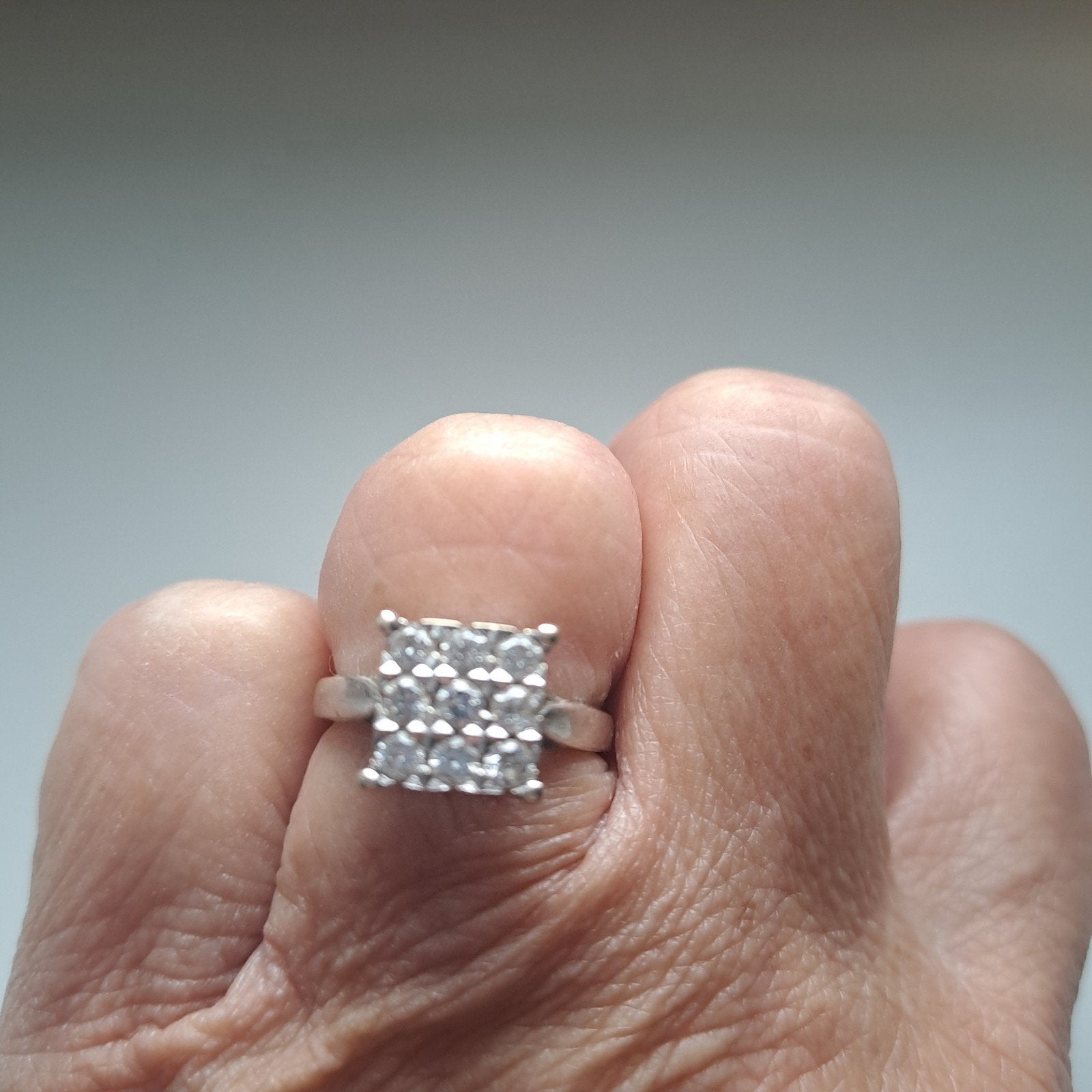 witgouden ring met diamanten., Ophalen, Gebruikt, Wit, Kleiner dan 17