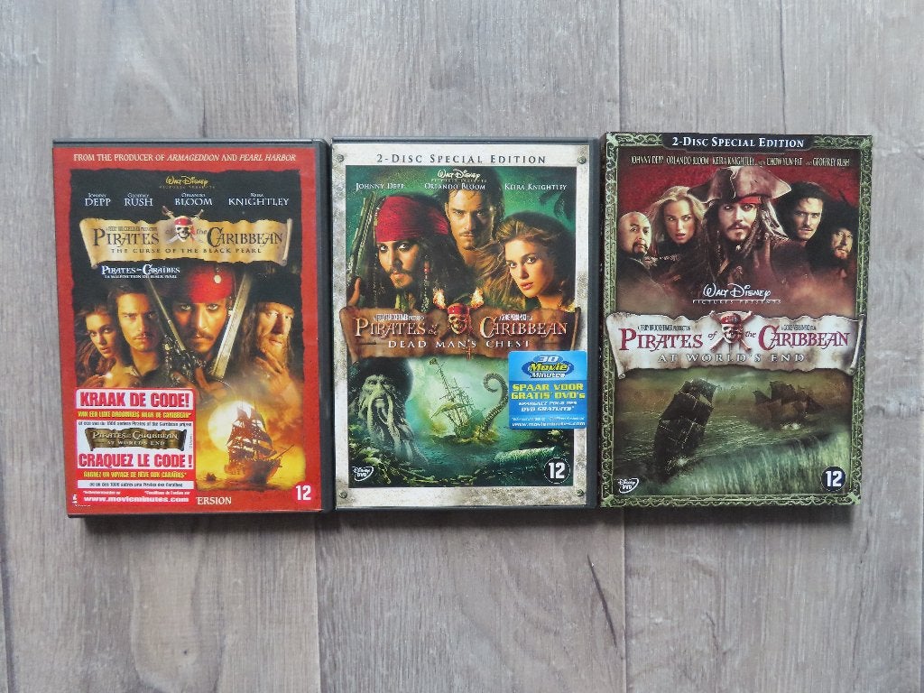 3 Pirates of the Caribbean dvd's, Vanaf 12 jaar, Ophalen of Verzenden, Gebruikt