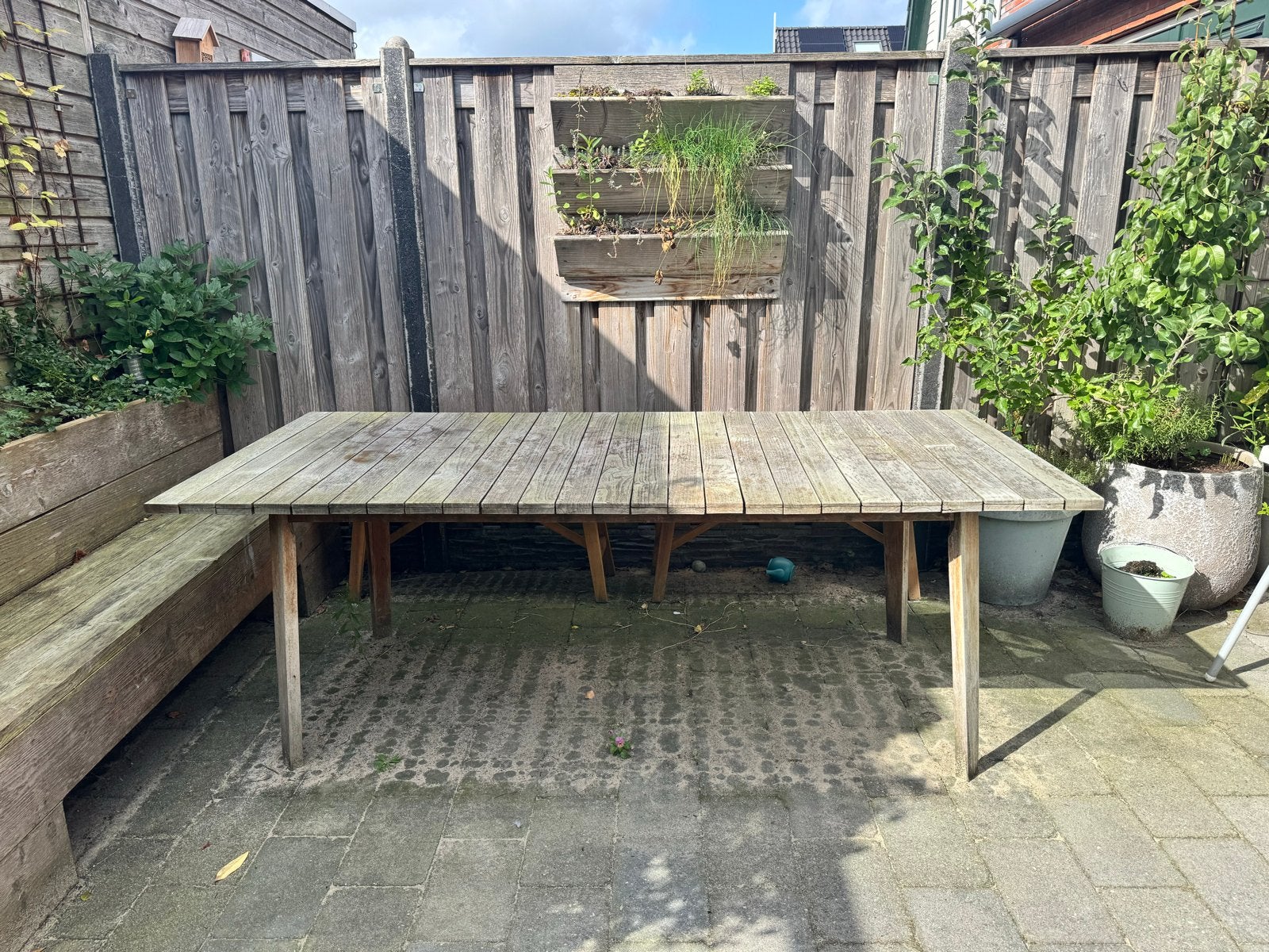 Stevige teakhouten tuintafel - Prachtig en duurzaam, Ophalen of Verzenden, Gebruikt, Rechthoekig, Teakhout