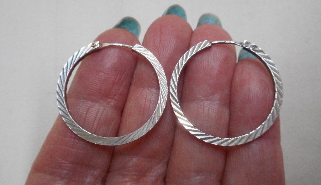 Zilveren vintage oorringen nr.1582, Hangers, Verzenden, Zo goed als nieuw, Zilver