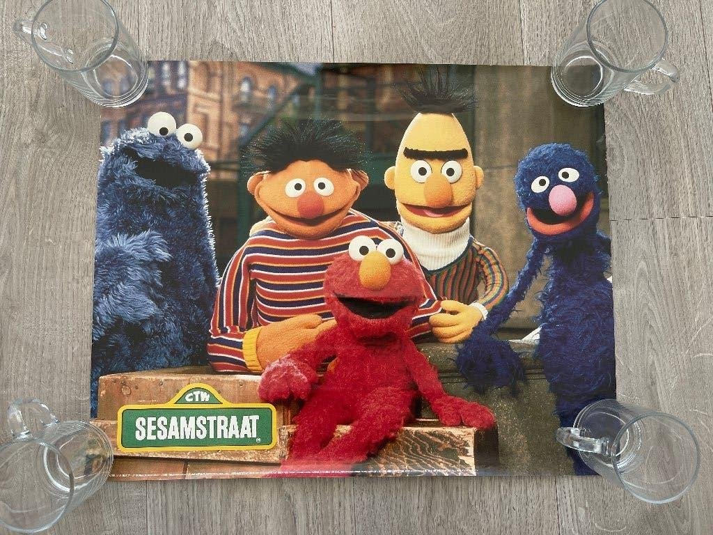 NL Sesamstraat poster  | 1993 | Ernie, Bert, Elmo, Grover, Rechthoekig Liggend, Ophalen of Verzenden, Zo goed als nieuw, A1 t/m A3