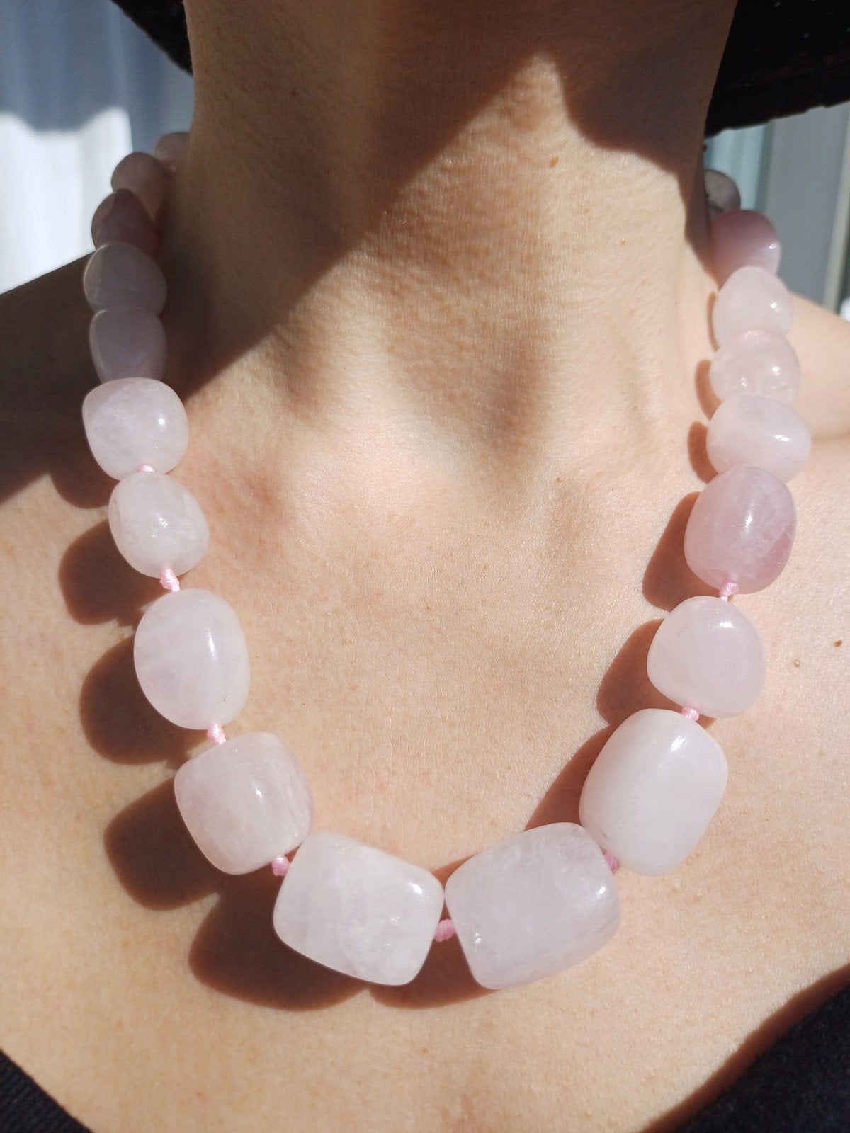 Vanoli collier / ketting van rozenkwarts, Sieraden, Tassen en Uiterlijk, Kettingen, Daiva1973@hotmail.com, Vanoli, Amsterdam, Nieuw
