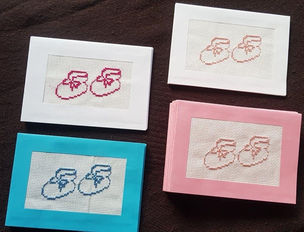 Exclusieve hand geborduurde geboorte-kaarten,, Hobby en Vrije tijd, Kaarten | Zelfgemaakt, Ophalen of Verzenden, Nieuw, Kind