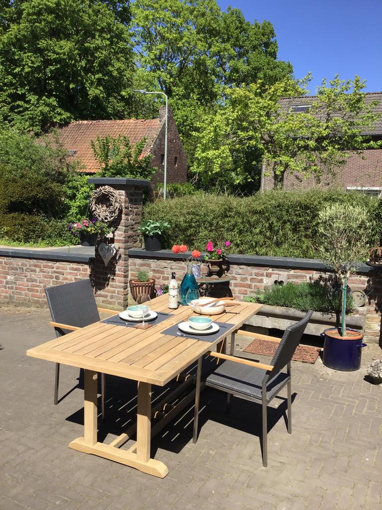 Tuinset Gloster Teakhouten Tuintafel Stoelen Gloster Geneva, Ophalen, Teakhout, Zo goed als nieuw, Tuinset