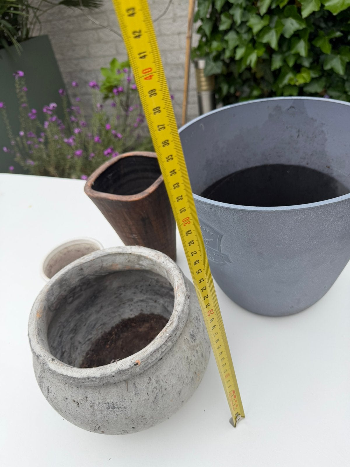 4 gebruikte plantenpotten gratis ophalen, Ophalen, Overige materialen, Gebruikt, Rond