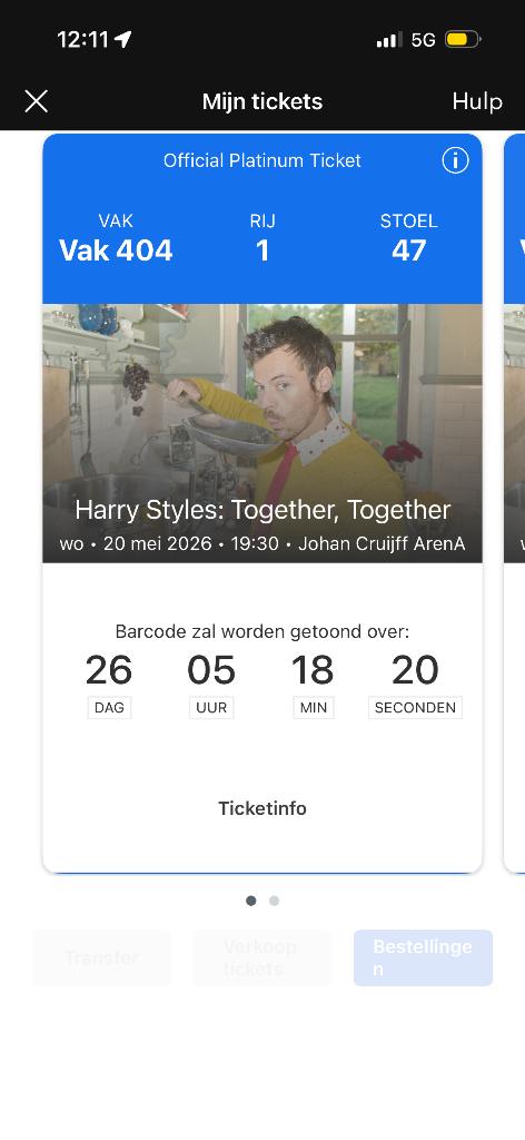 Harry styles 2 ticket 20 mei 2026, Verzenden, Nieuw