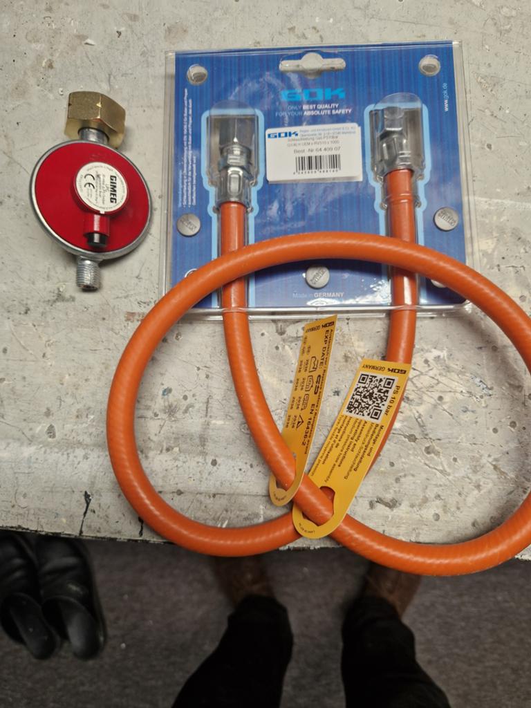 Gimeg LPG drukregelaar en GOK gasslang set, Ophalen of Verzenden, Nieuw
