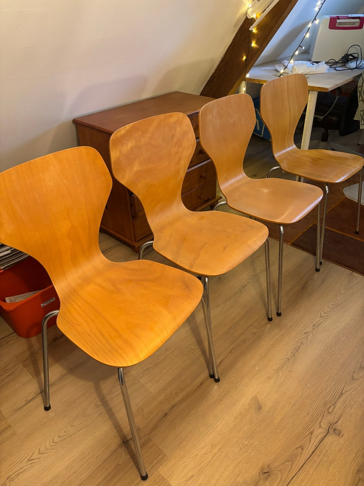 Deens design woonkamerstoelen Phoenix vlinderstoelen, Huis en Inrichting, Stoelen, Ophalen, Bruin, Vintage, Zo goed als nieuw