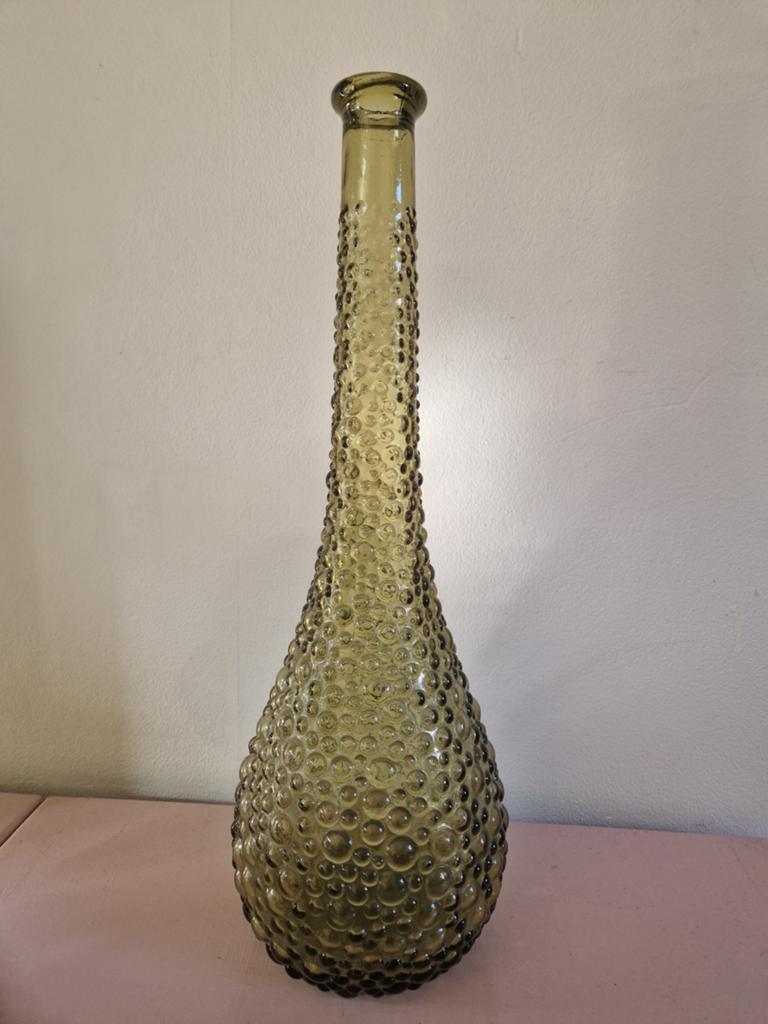 Empoli olijfgroene Italiaanse Glazen Vaas/karaf, Ophalen of Verzenden