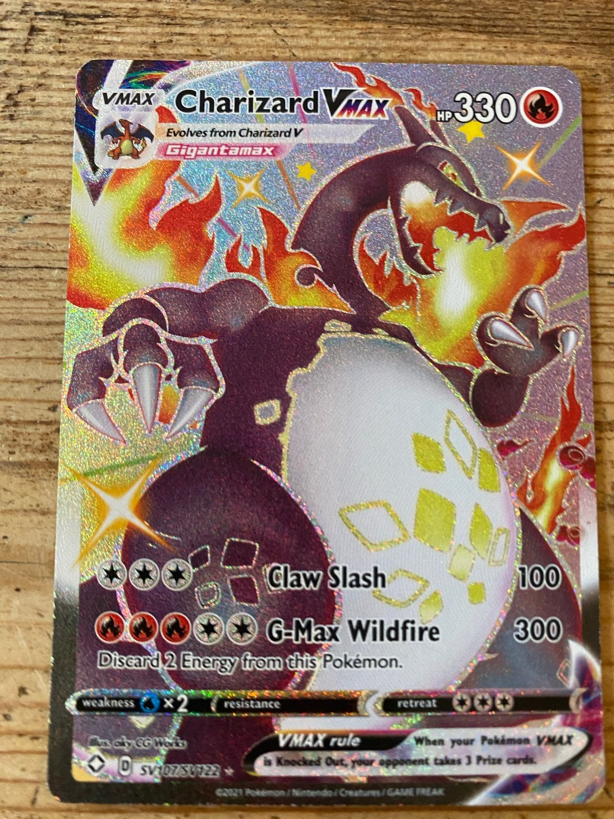 Charizard VMAX SV107/SV122 - Pokémon Kaart, Ophalen of Verzenden, Zo goed als nieuw, Losse kaart, Foil