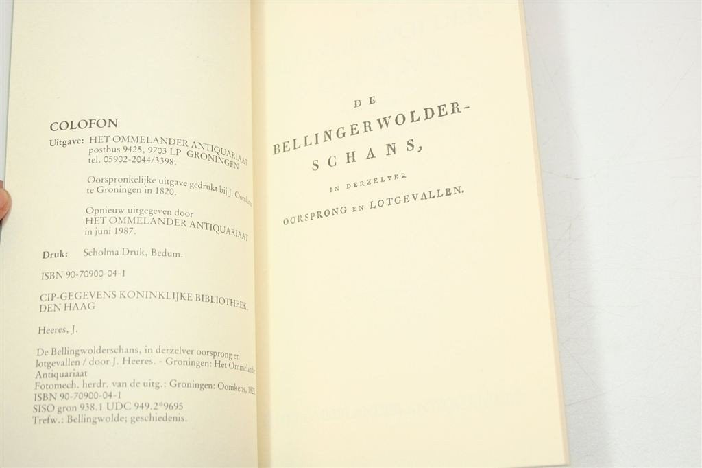 De Bellingerwolderschans — Oorsprong & Lotgevallen 1820, Boeken, Ophalen of Verzenden, Gelezen
