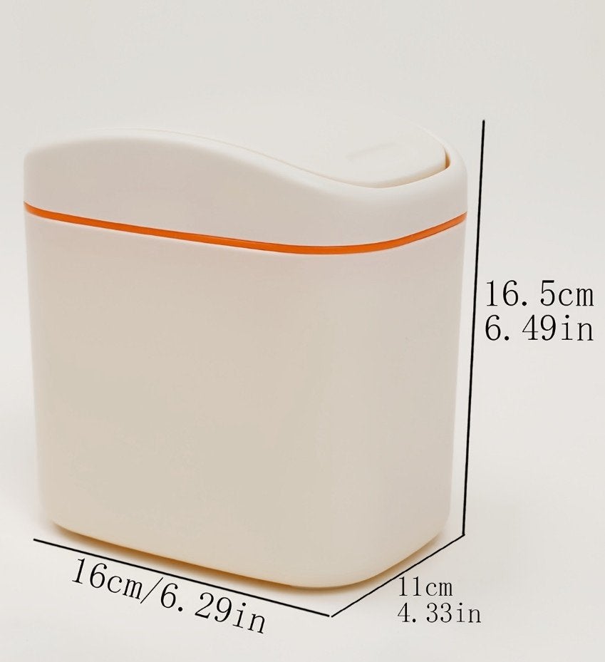 Tafelprullenbakje zandkleurig met oranje rand, Huis en Inrichting, Woonaccessoires | Prullenbakken, Kunststof, Nieuw, Ophalen of Verzenden