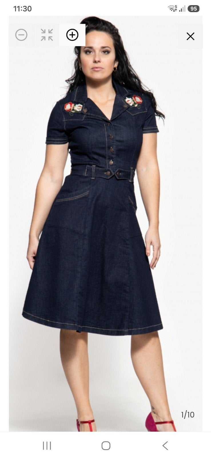 Nieuwe Queen Kerosine swing denim jurk met borduursels - Maa, Maat 46/48 (XL) of groter, Nieuw, Ophalen of Verzenden, Onder de knie