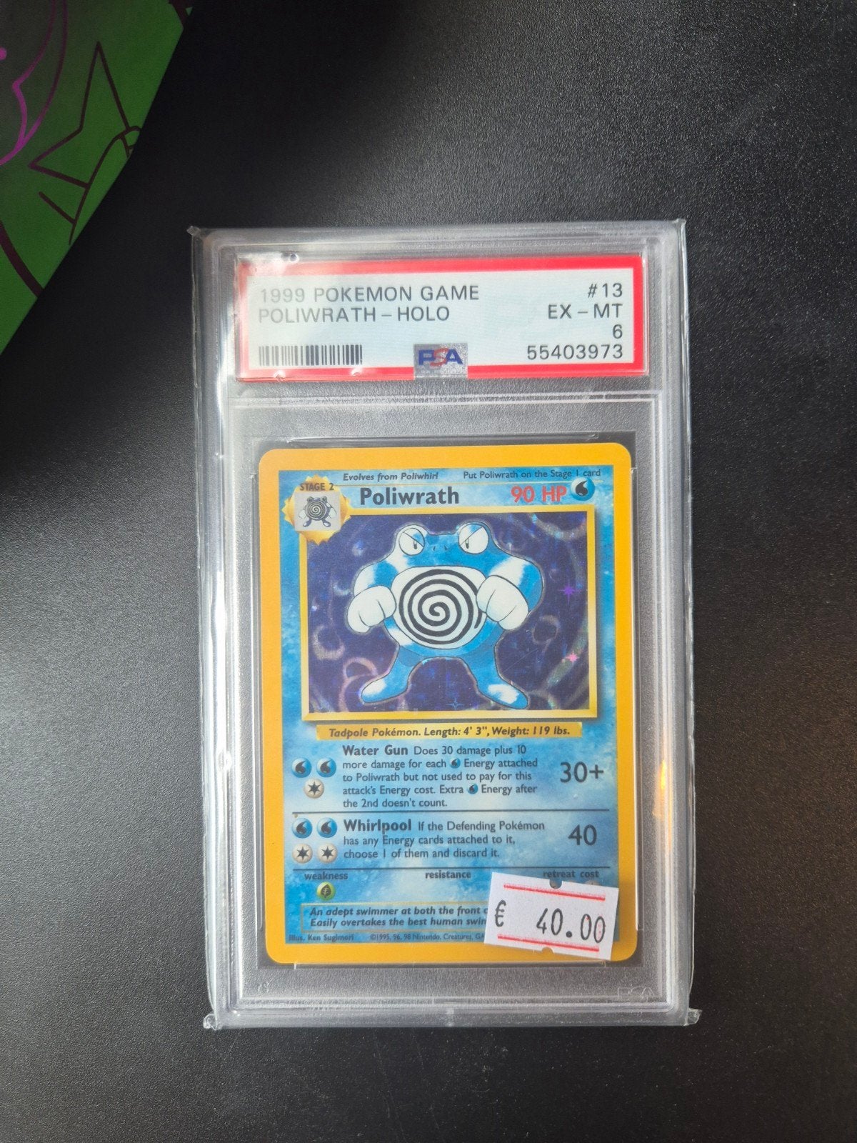 Pokemon Poliwrath #13 Holo Base Set Unlimited psa 6, Ophalen of Verzenden, Zo goed als nieuw, Losse kaart, Foil