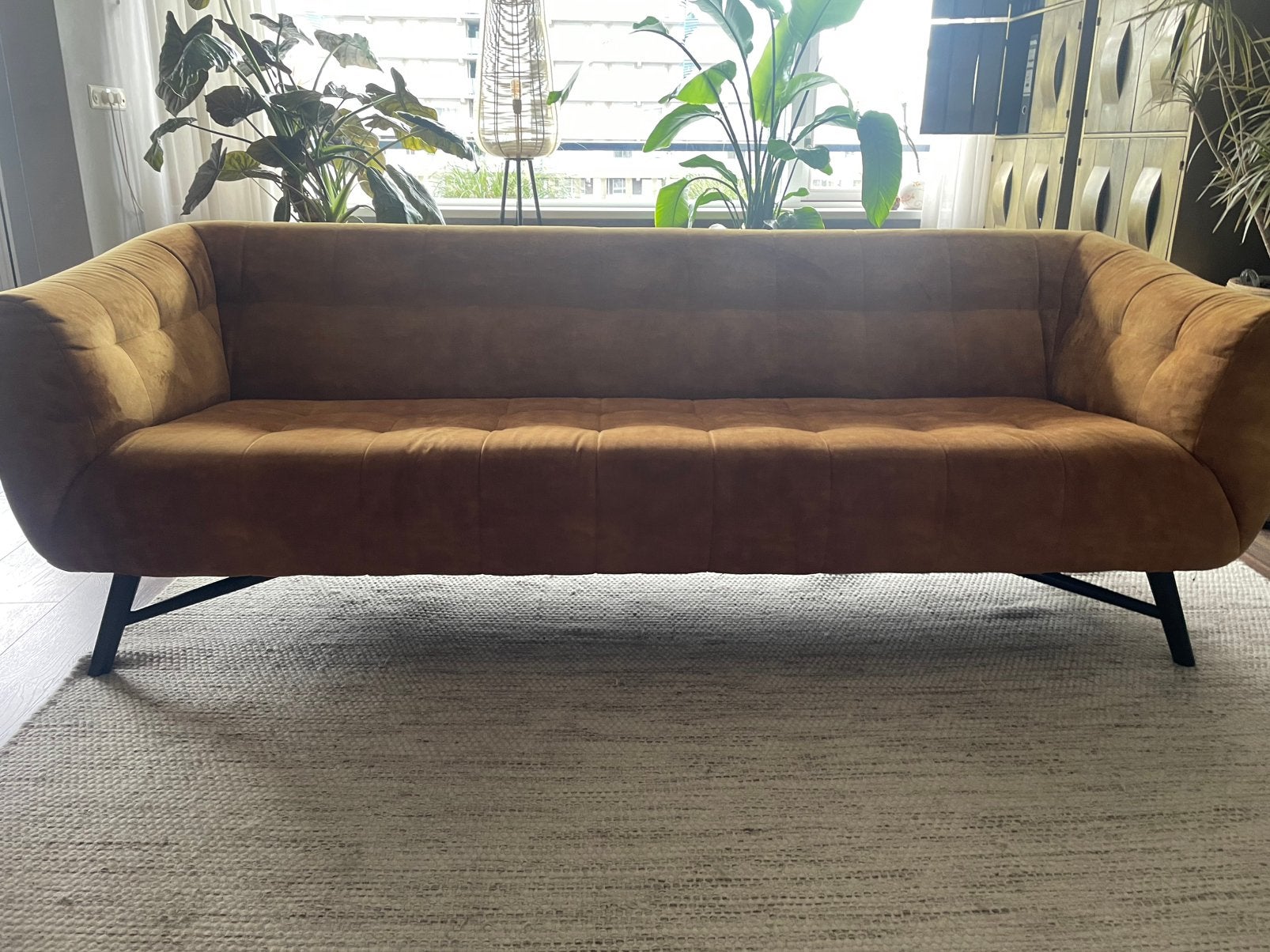 Mooie 3 zitsbank velvet/veloursstof  230 breed 89 diep., Ophalen, Gebruikt, Driepersoons, 75 tot 100 cm