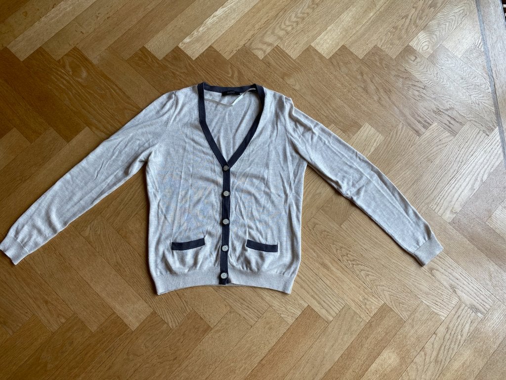 Vest Esprit beige met grijze accenten mt S, Beige, Ophalen of Verzenden, Zo goed als nieuw, Maat 36 (S)