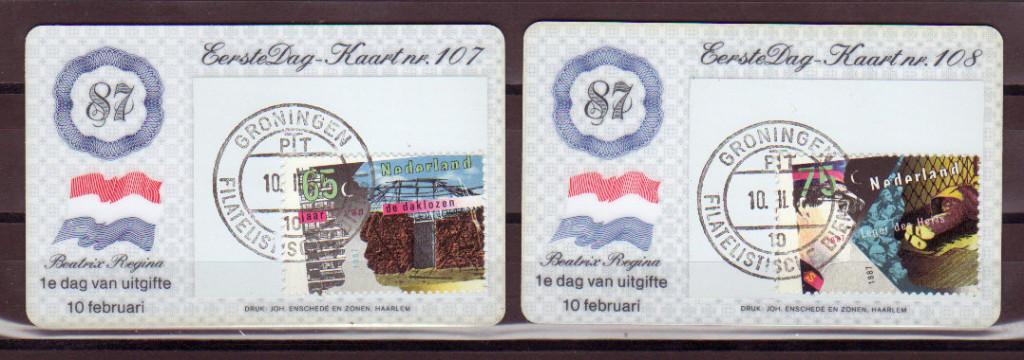 Nederland Eerste Dag Kaartjes EDK nr. 107-108, Postzegels en Munten, Postzegels | Eerstedagenveloppen, Ophalen of Verzenden, Onbeschreven