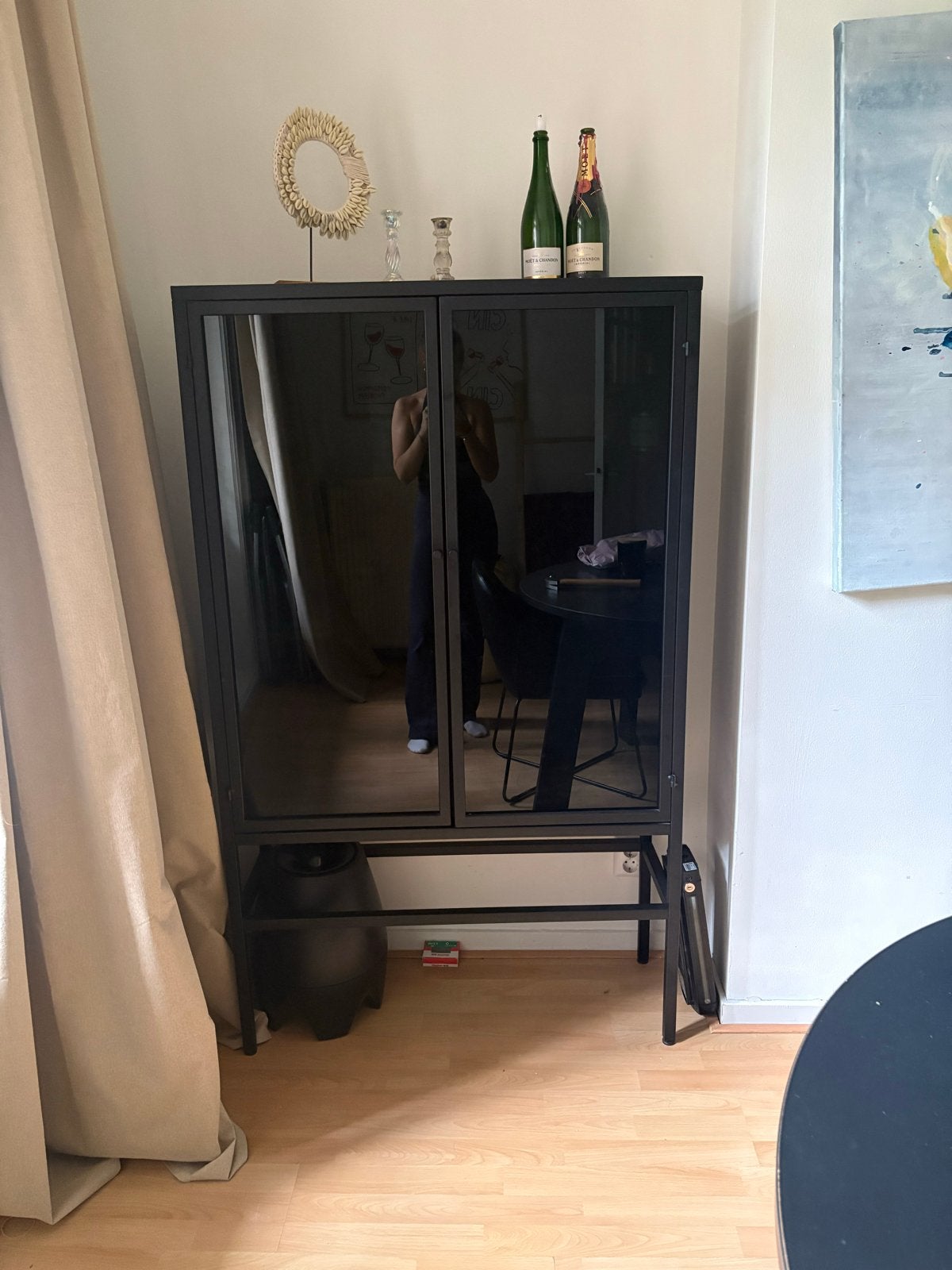 Kwantum Genua vitrinekast - Zwart metaal en glas, Ophalen, Gebruikt, 50 tot 100 cm, Metaal