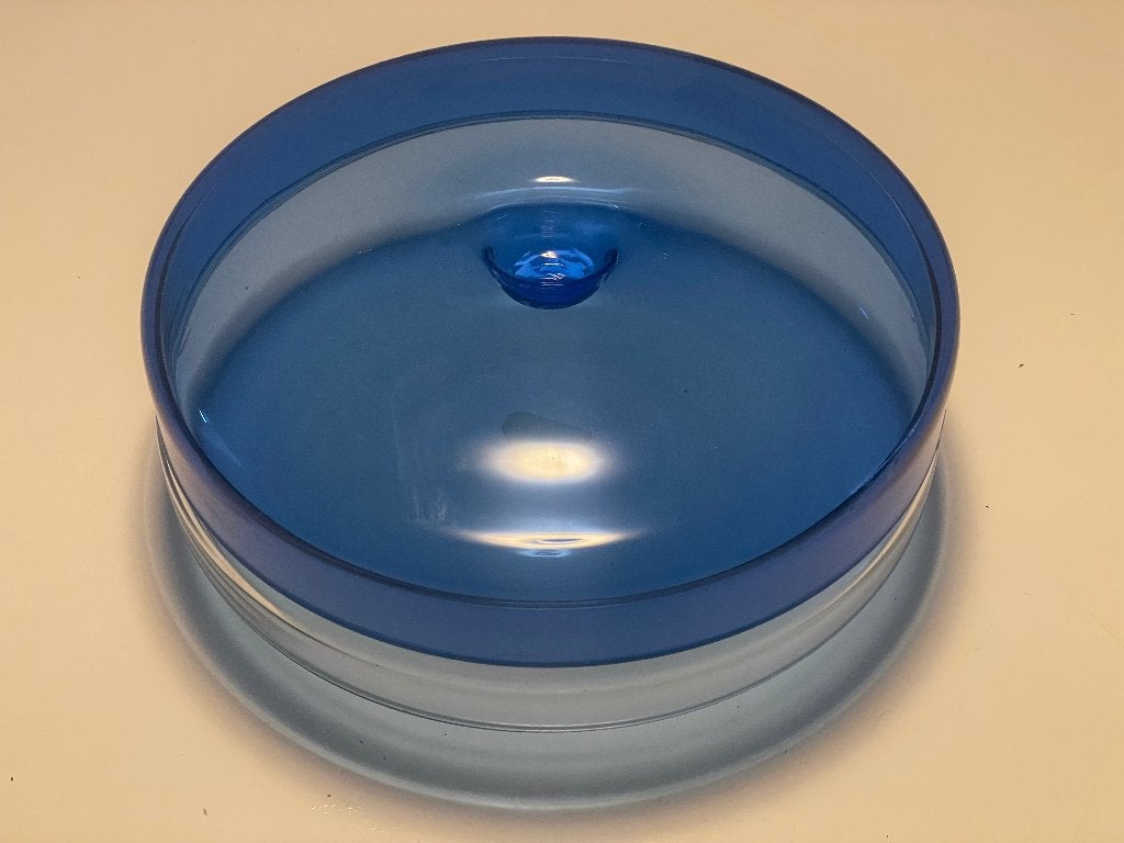 Floris Meydam: koekdoos blauw Ø 20 cm  Leerdam 1953, Antiek en Kunst, Antiek | Glas en Kristal, Ophalen of Verzenden