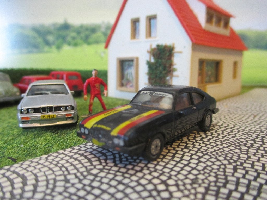 1989-1987 Ford Capri Mk.3 - Herpa zwart, Hobby en Vrije tijd, Modelauto's | 1:87, Ophalen of Verzenden, Gebruikt, Auto, Herpa
