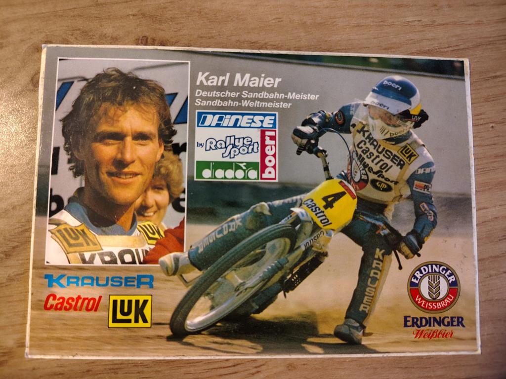 Motorsport Karl Maier Sticker Ansichtkaart, Ophalen of Verzenden, 1940 tot 1960