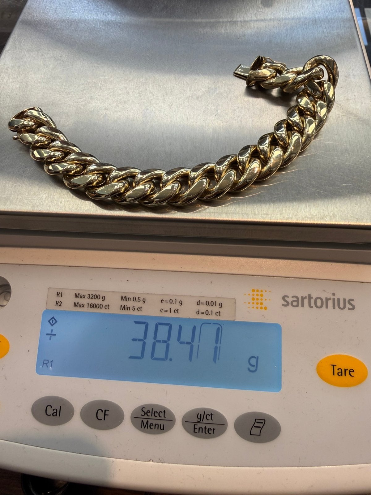 Prachtige 14k gouden brede cuban armband 38.4 gram ITALY, Sieraden, Tassen en Uiterlijk, Armbanden, Ophalen of Verzenden, Zo goed als nieuw